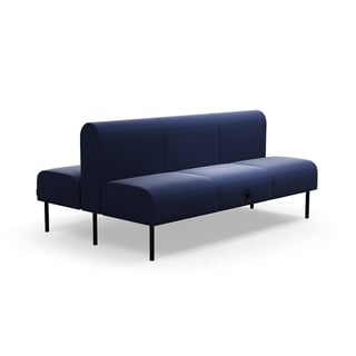 Modulsofa VARIETY, 3-personers sofa, med USB-stik, dobbelt, stof Pod CS, marineblå