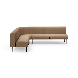 Sofa VARIETY, 90° hjørne, innover, med USB-uttak, stoff Blues CSII, turkisoransje
