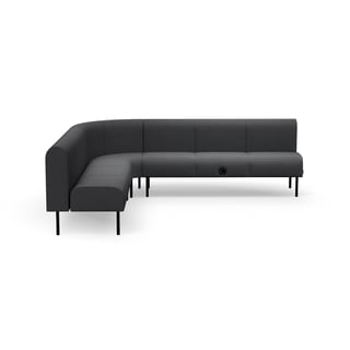 Sofa VARIETY, 90° indadvendt hjørne, med USB-stik, stof Blues CSII, antracit