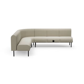 Sofa VARIETY, 90° hjørne, innover, med USB-uttak, stoff Pod CS, sand