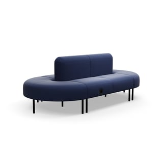 Sofa VARIETY, oval, lukket, med USB-uttak, stoff Pod CS, marineblå