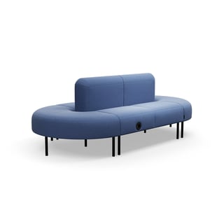 Sofa VARIETY, oval, lukket, med USB-uttak, stoff Pod CS, blå