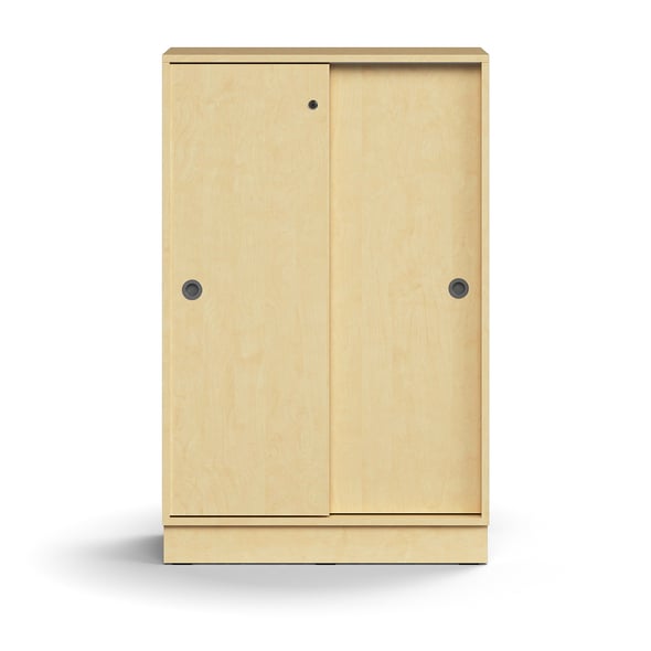 Lockable sliding door QBUS, 2 shelves, base frame, handles