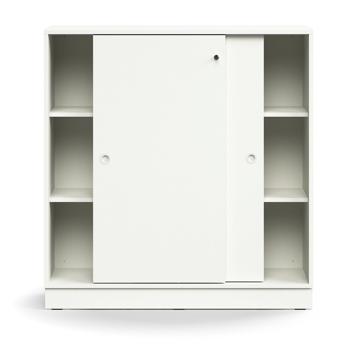 Lockable sliding door QBUS, 2 shelves, base frame, handles