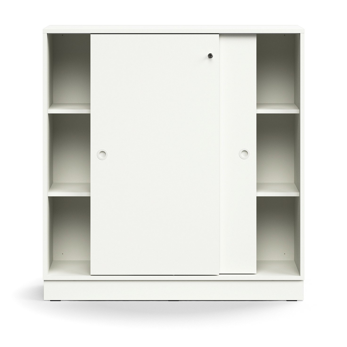 Lockable sliding door QBUS, 2 shelves, base frame, handles