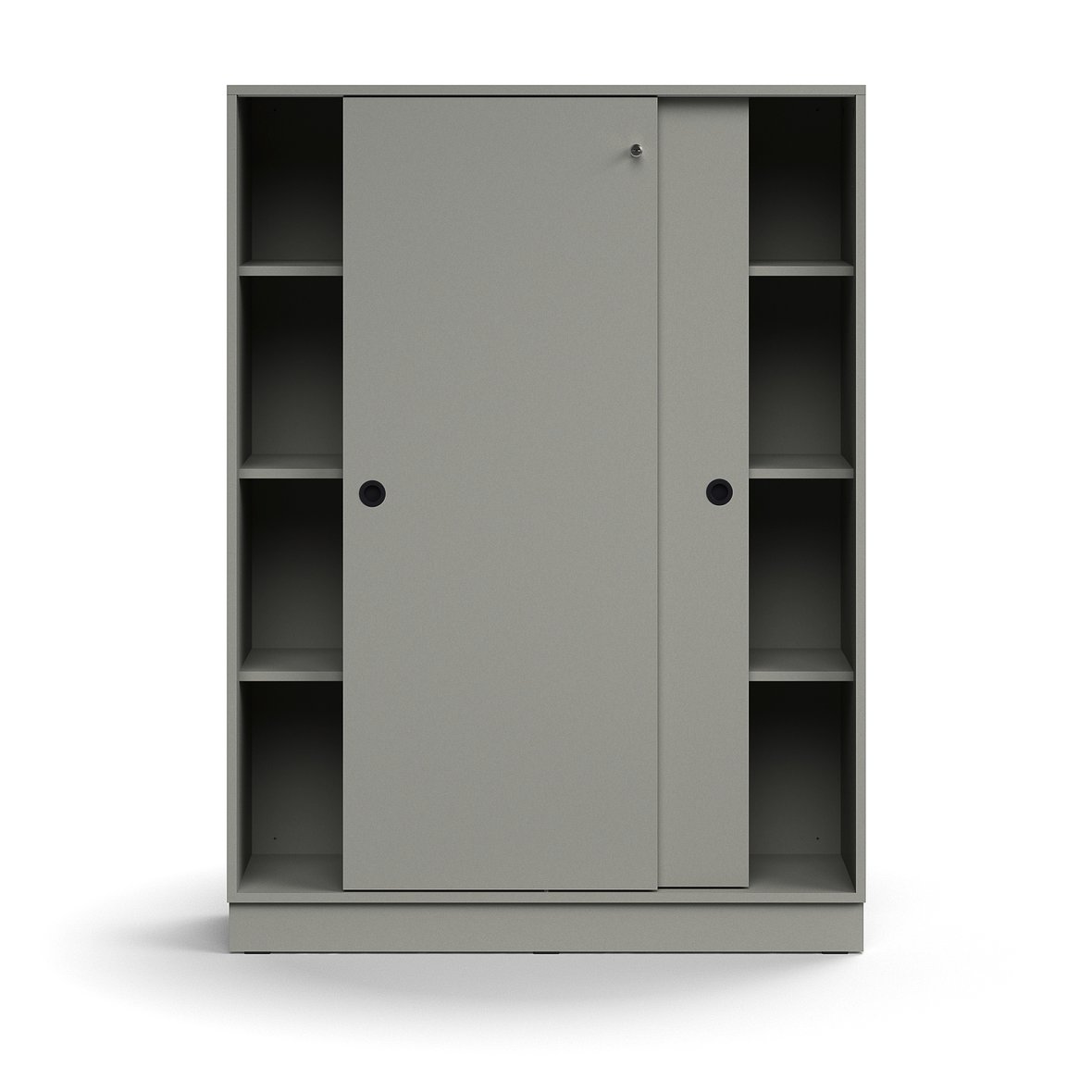 Lockable sliding door QBUS, 3 shelves, base frame, handles