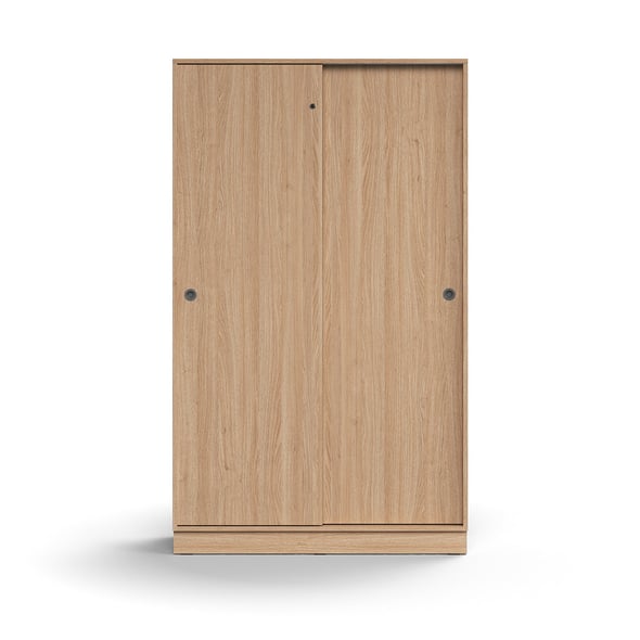 Lockable sliding door QBUS, 4 shelves, base frame, handles