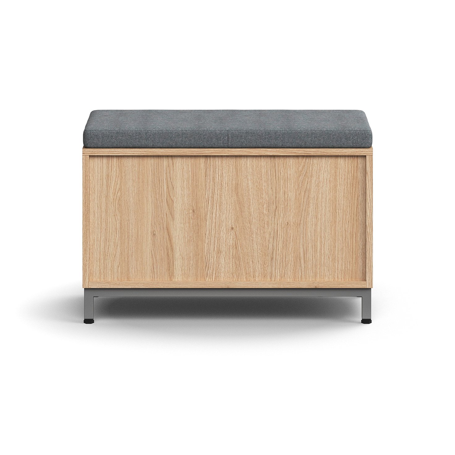 Sitzbank mit Schubladen QBUS, 584x800x420 mm, Silber, Eiche, graues