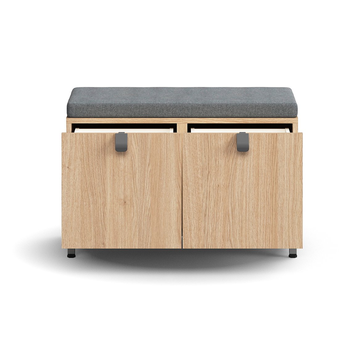 Sitzbank mit Schubladen QBUS, 584x800x420 mm, Silber, Eiche, graues
