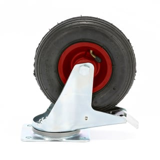 Gumowe koło pneumatyczne, skrętne z hamulcem, 200x50 mm, obciążenie 75 kg