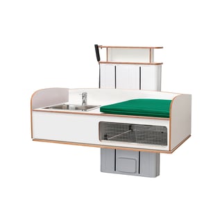 Skötbord NEIL, höj- och sänkbart, vägghängd, 1200 mm, tvättdel vänster
