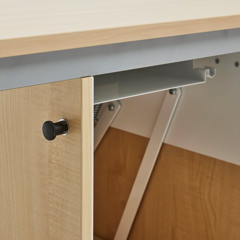 Nähtisch INGRID, höhenverstellbar, 1200x700 mm, Birke, alugrau AJ