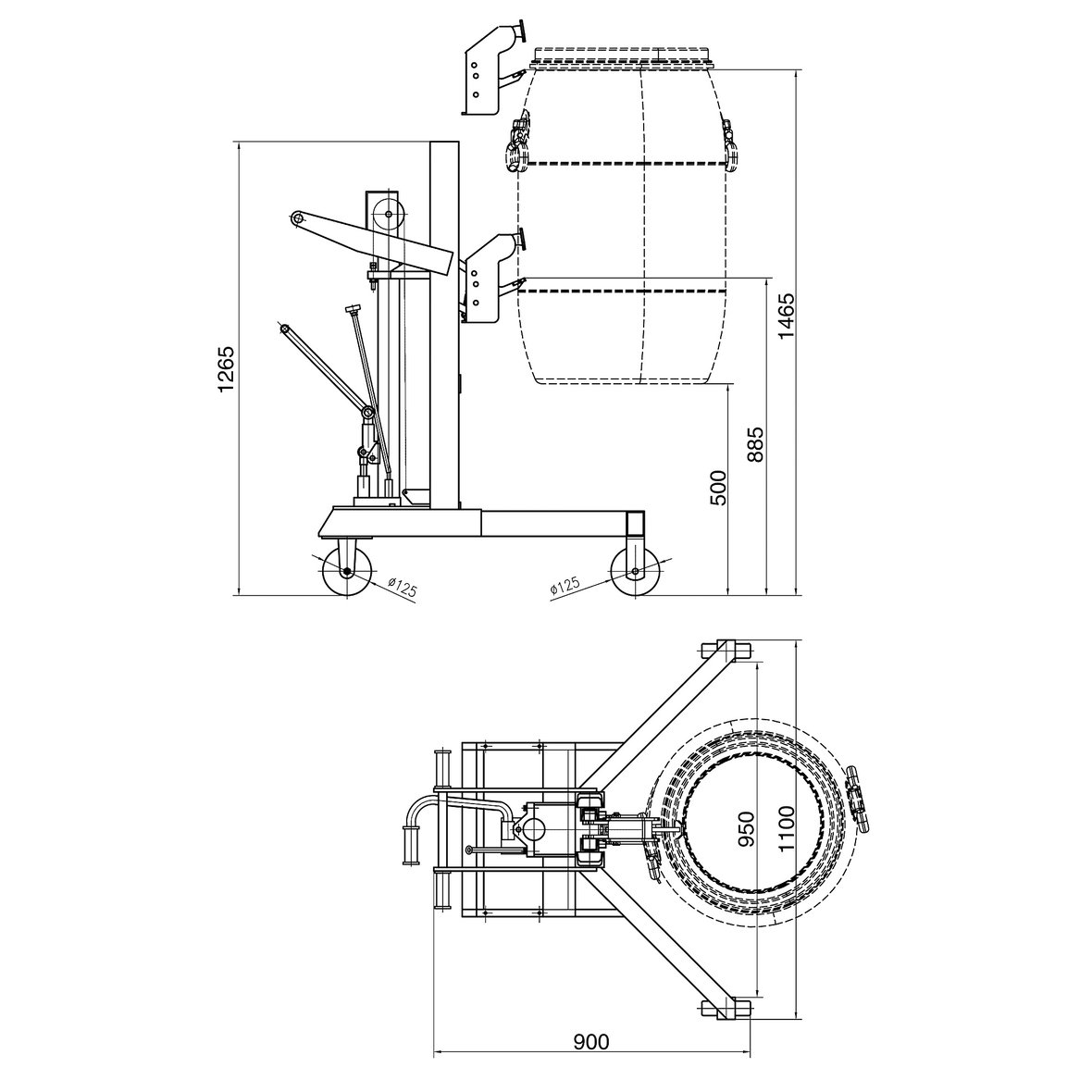 Drum lifter for plastic drum, 120 and 220 L | AJ Products