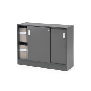 Cabinet with sliding doors FLEXUS, 925x1200x415 mm, grey