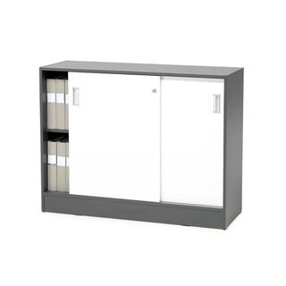 Skriňa s posuvnými dverami FLEXUS, 925x1200x415 mm, šedá, biela