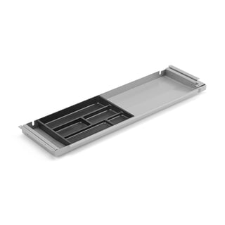 Skrivebordsskuffe, 871x260x32 mm, metal/sølv