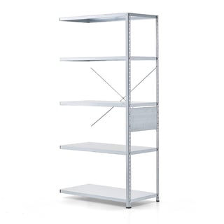 Shelving FIRST, add-on unit, 1960x1005x500 mm, galvanised