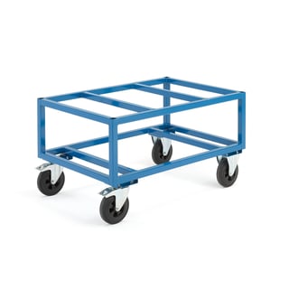 Pallet trolley OUTLINE, 500 kg load, Ø 200 mm rubber wheels, brakes, 1200x800x655 mm