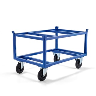 Secure pallet trolley FRAME, 500 kg load, Ø 200 mm rubber wheels, 1200x800x795 mm
