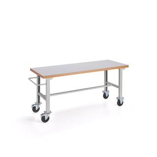Mobile workbench SOLID, 320 kg, 2000x800 mm, high-pressure laminate