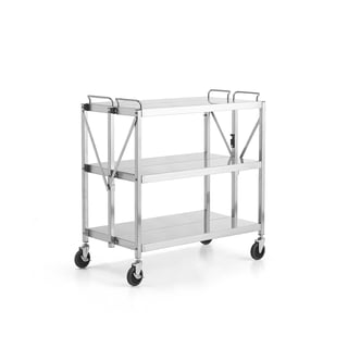 Stainless steel foldable trolley METRO, 150 kg, 3 shelves, 880x500x960 mm