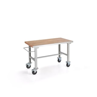 Teollisuuspöytä Solid, pyörällinen, 1500x800 mm, tammiparketti
