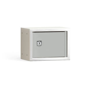 Personal effects locker CUBE, grey with grey door, 150x200x150 mm
