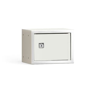 Asmeninių daiktų spintelė CUBE, pilka su baltomis durimis, 150x200x150 mm