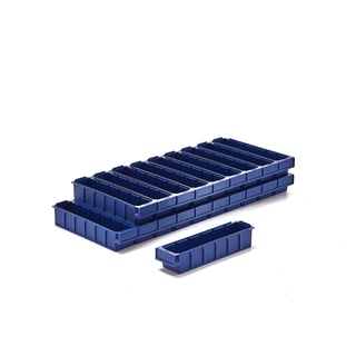 Lagerkasse DETAIL, passer til 5 rumdelere, 400x94x80 mm, blå, 20-pak