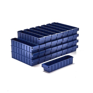 Dėžutė DETAIL, pritaikyta 7 pertvarėlėm, 500x115x100 mm, mėlyna, 32 vnt.