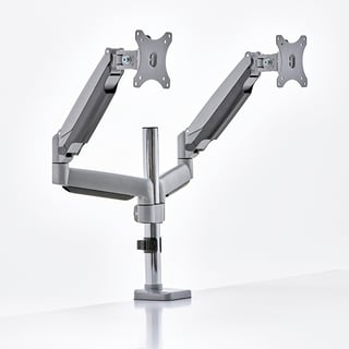 Monitor arm, double, gas spring, silver