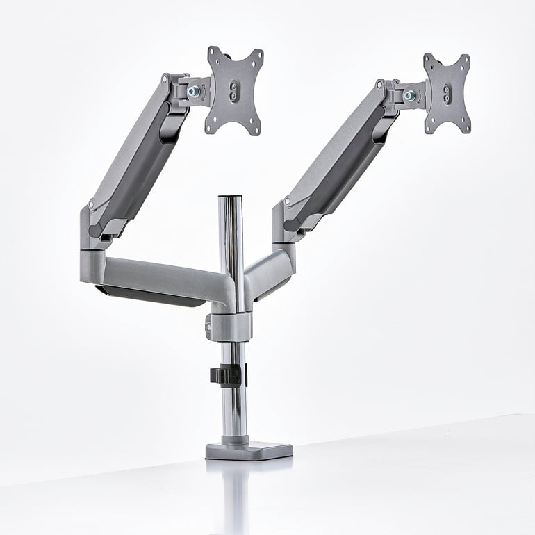 Monitor arm, double, gas spring, silver AJ Products