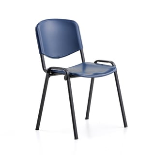 Stol NELSON, plastični sedež, črna, modra