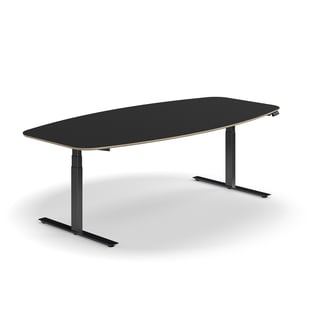 Konferensbord AUDREY, höj- och sänkbart, 2400x1200 mm, svart/mörkgrå