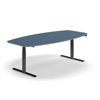 Podesivi konferencijski stol AUDREY, 2400x1200 mm, crni okvir, svijetlo plava