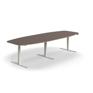 Nastaviteľný rokovací stôl AUDREY, 3200x1200 mm, biely rám, šedohnedá