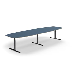 Podesivi konferencijski stol AUDREY, 4000x1200 mm, crni okvir, svijetlo plava