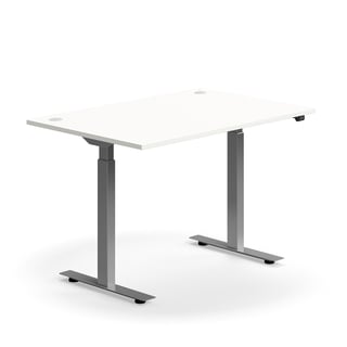 Skrivbord FLEXUS, höj- och sänkbart, 1200x800 mm, silver/vit
