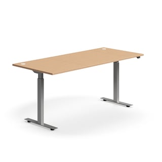 Schreibtisch FLEXUS, gerade, 1800x800 mm, Gestell silber, Buche