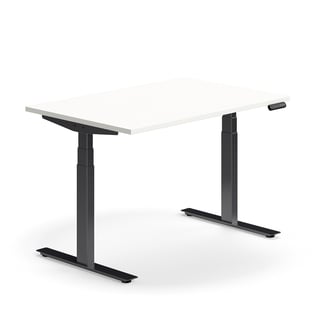 Podesivi stol QBUS, ravni, 1200x800 mm, crni okvir, bijeli