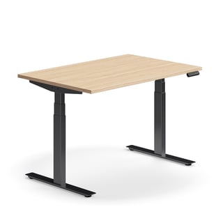 Reguliuojamo aukščio stalas QBUS, tiesus, 1200x800 mm, juodos kojos, ąžuolas