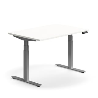 Hæve sænkebord QBUS, 1200x800 mm, sølv stel, hvid