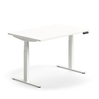 Výškovo nastaviteľný stôl QBUS, rovný, 1200x800 mm, biely rám, biela