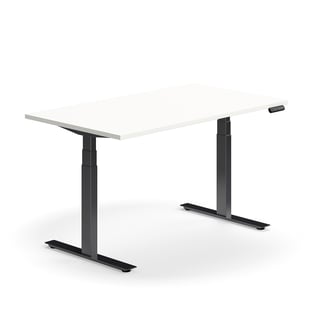 Augstumā regulējams galds QBUS, taisnstūra, 1400x800 mm, melns rāmis, balts