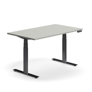 Podesivi stol QBUS, ravni, 1400x800 mm, crni okvir, svijetlo sivi