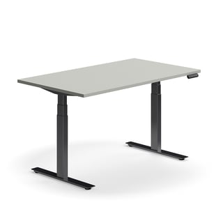 Standing desk QBUS, straight, 1400x800 mm, black frame, light grey