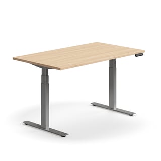 Augstumā regulējams galds QBUS, taisnstūra, 1400x800 mm, sudrabots rāmis, ozols