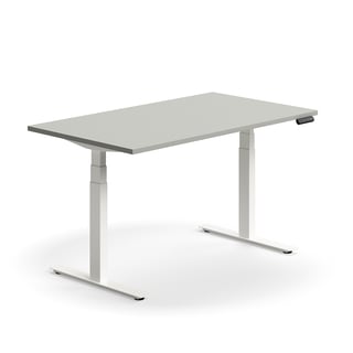 Hæve sænkebord QBUS, 1400x800 mm, hvidt stel, lysegrå