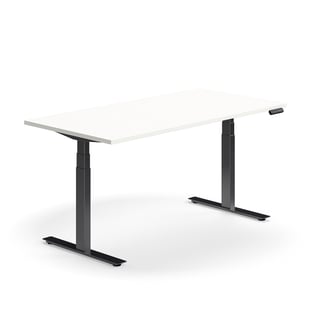Schreibtisch QBUS höhenverstellbar, 1600x800 mm, Gestell schwarz, weiß