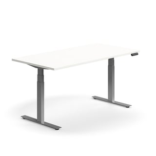 Schreibtisch QBUS höhenverstellbar, 1600x800 mm, Gestell silber, weiß